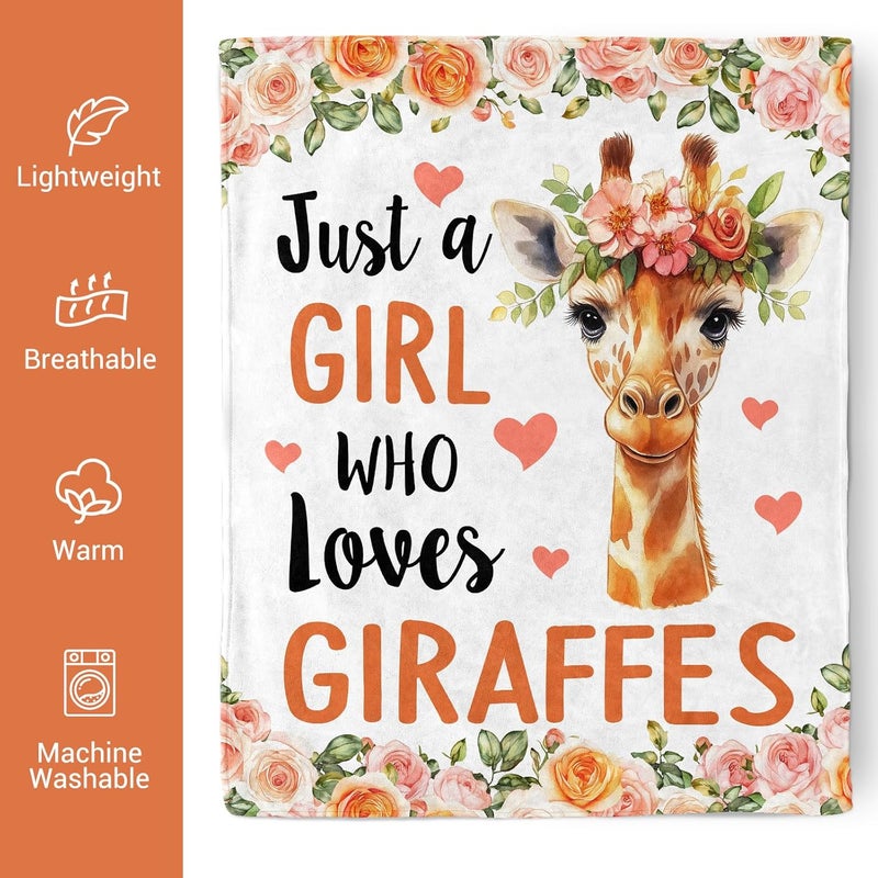 Levens Giraffe Blanket 50"x60" Giraffe Gifts for Women Girls, Just a Girl Who Loves Giraffes Throw Blankets Funny Giraffes Stuff Animal Soft Cozy Lightweight Flannel Blanket Decor for Couch Sofa Bed - Image 4